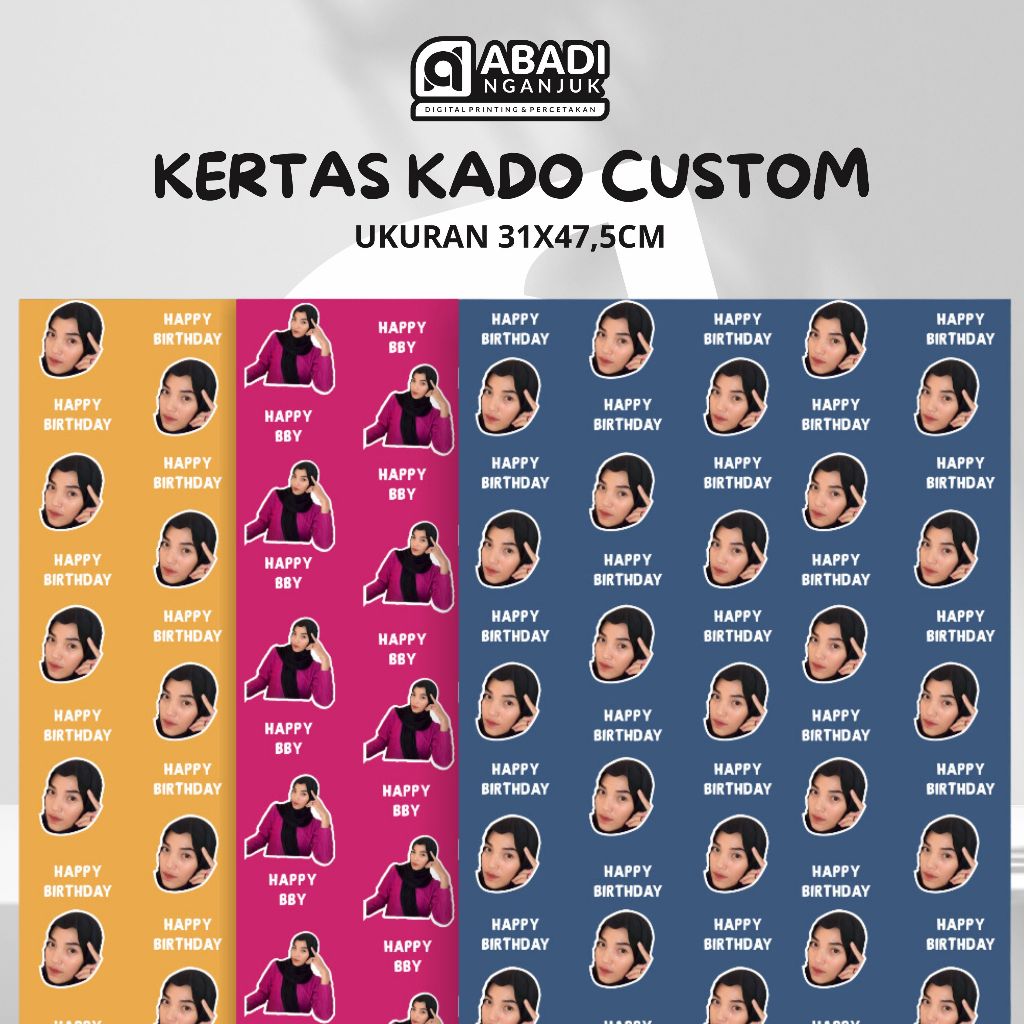 

Paket Kertas Kado Custom Muka Isi 3 lembar free desain