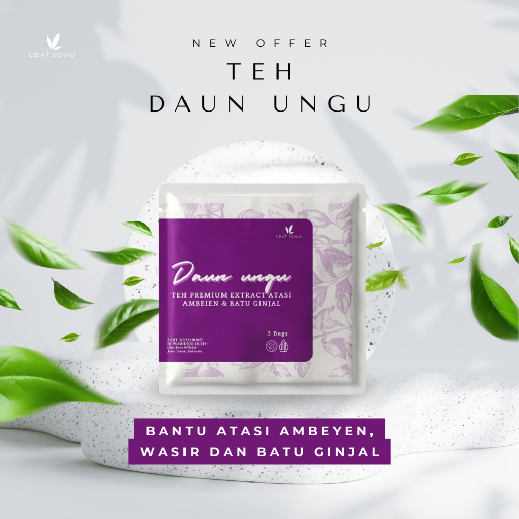 

Teh Herbal Daun Ungu Obat Jowo Teh Sachet untuk Ambeien, Batu Empedu, Borok, dan Menopause