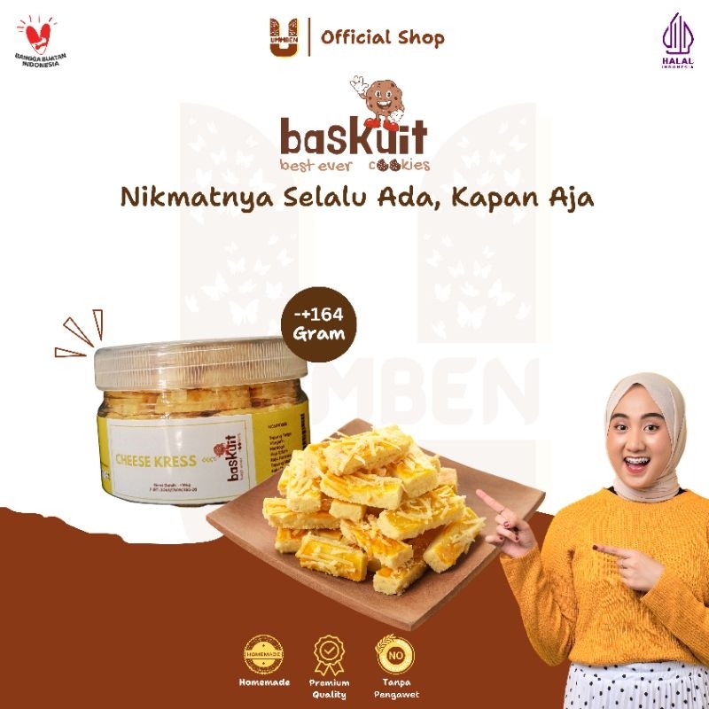 

BASKUIT Ummben Cookies Cheese Kress Toples 164g Cemilan Kue Kering Lebaran Natal Homemade Premium Halal