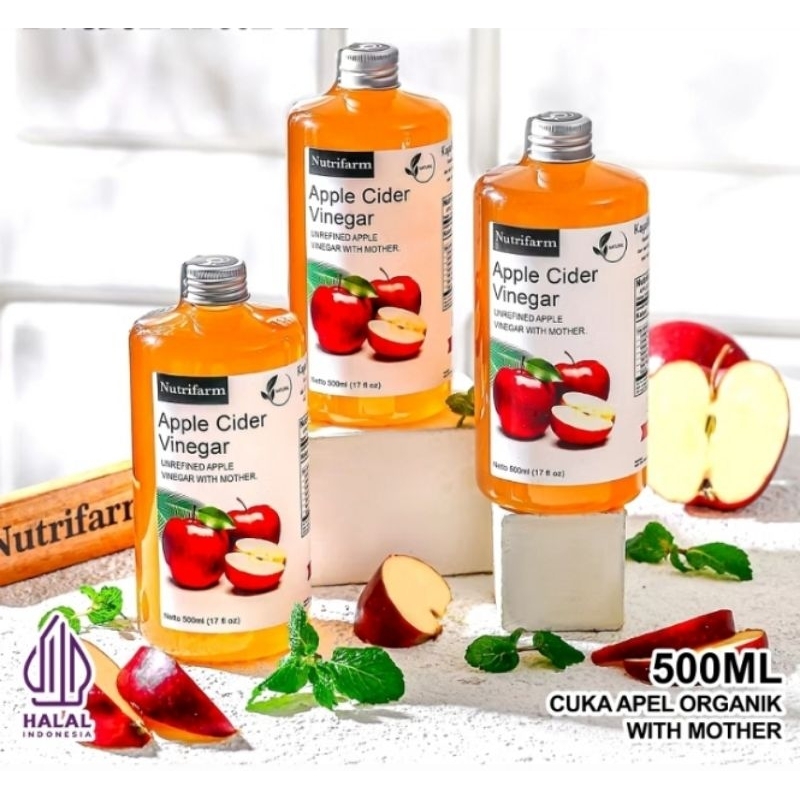 

CUKA APEL ORIGINAL ORGANIK 500 ML BUNDLE 3 PCS/APPLE CIDER VINEGAR WITH ΜΟΤΗER Fressh