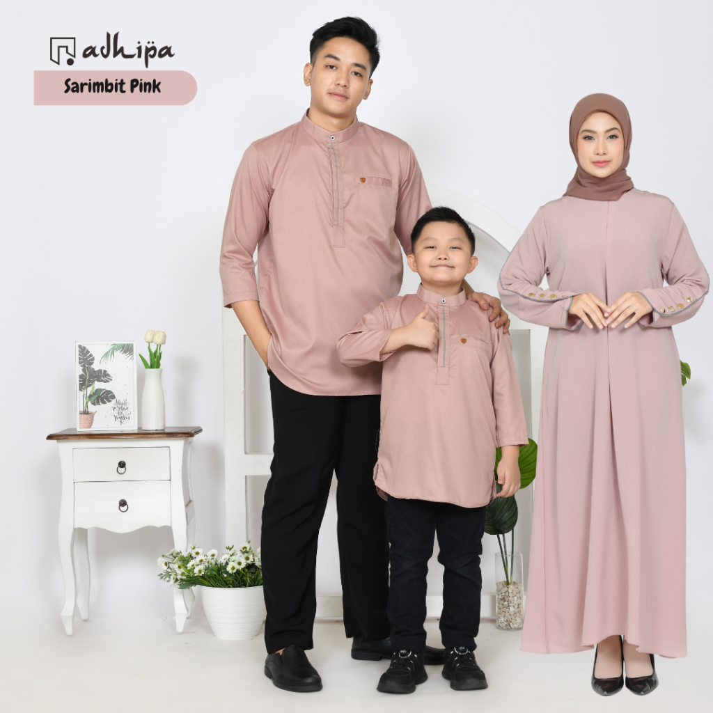 Sarimbit Keluarga / Baju Couple keluarga Gamis Abaya Baby Pink muda
