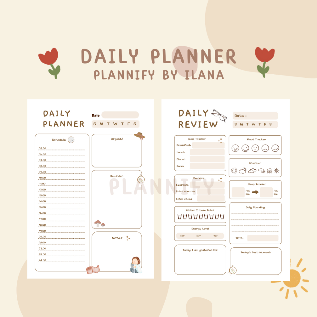 

Undated Daily Planner Weekly Planner Monthly Planner/ Aesthetic Planner by Plannify Ilana