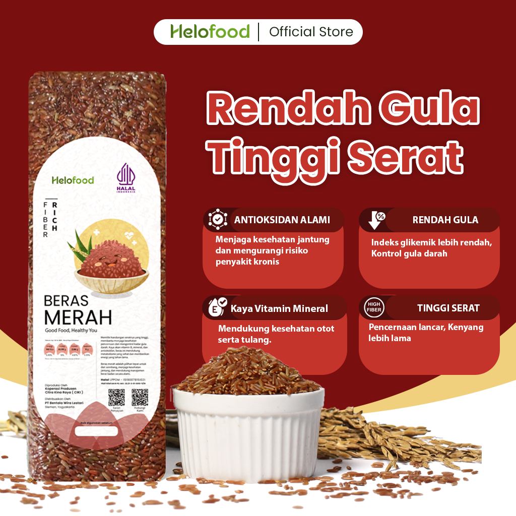 

Beras Merah Organik Untuk Diabetes 1Kg Alami Halal - Healthy Local Food