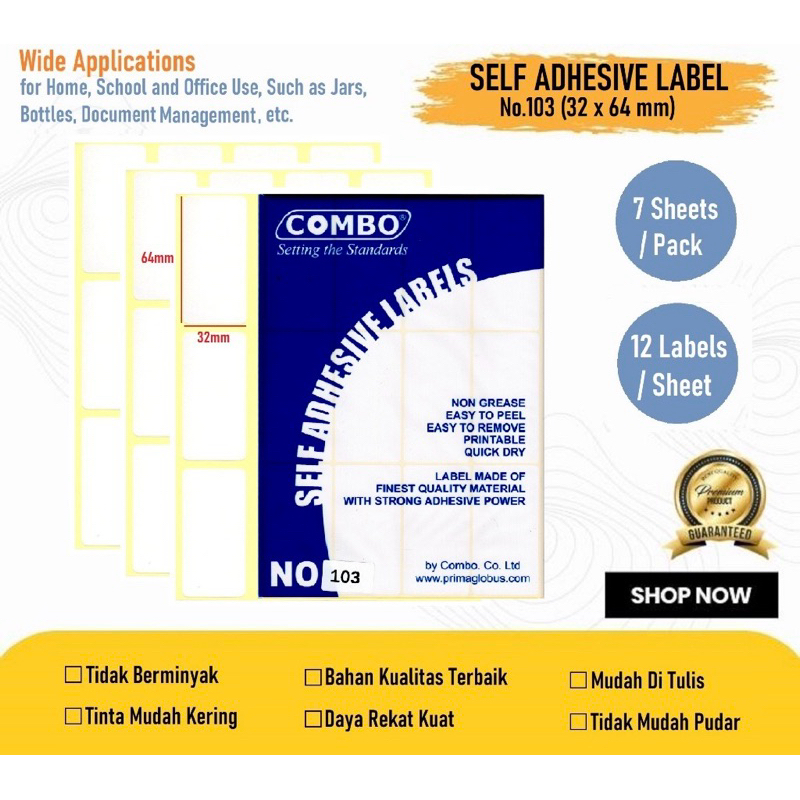 

Stiker Label No.103 32x64mm / Self Adhesive Labels 103 / Label Sticker Nama / Blank White Lable