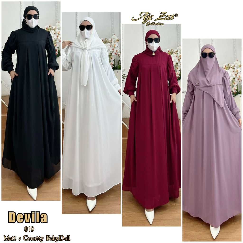 AJE ZAS - Gamis Syar'i Terbaru Free Cadar Tali Bahan Ceruty Beby Doll