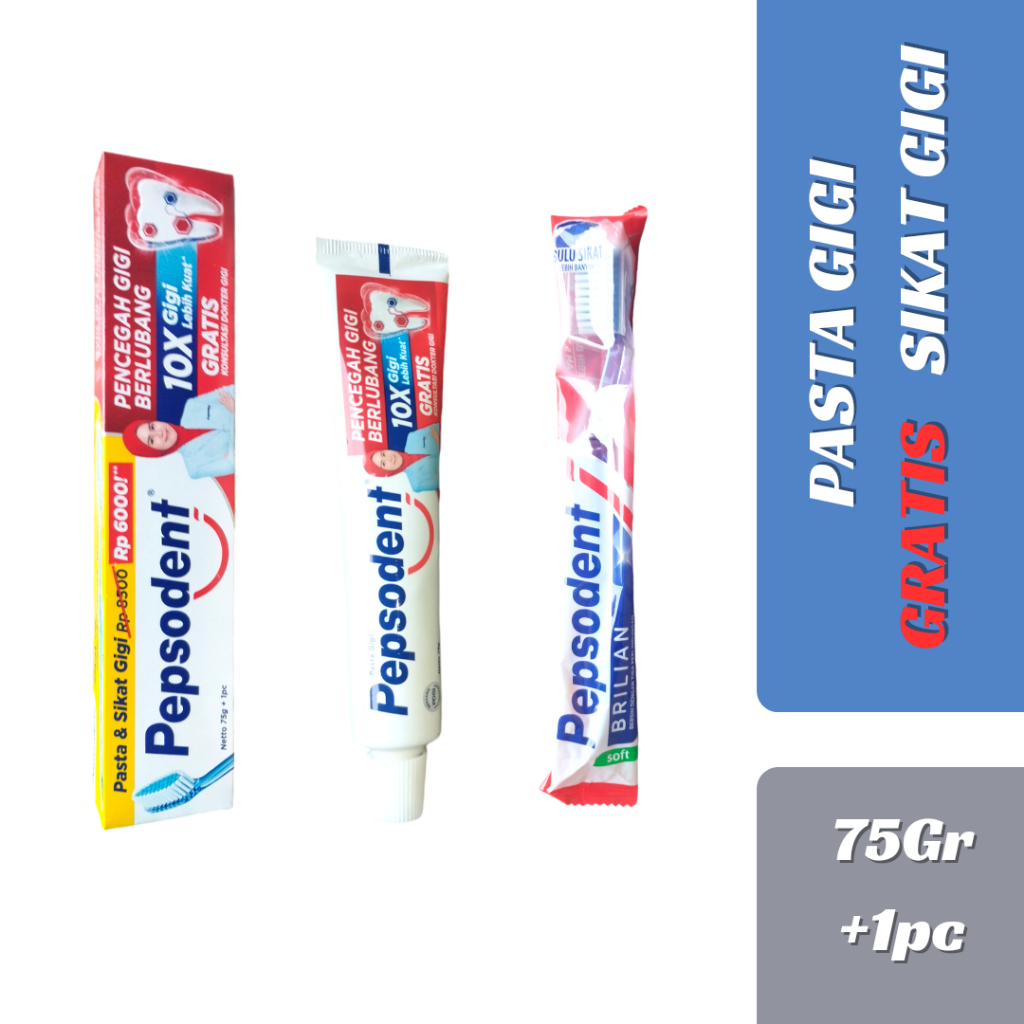 PEPSODENT 75GR + GRATIS SIKAT GIGI