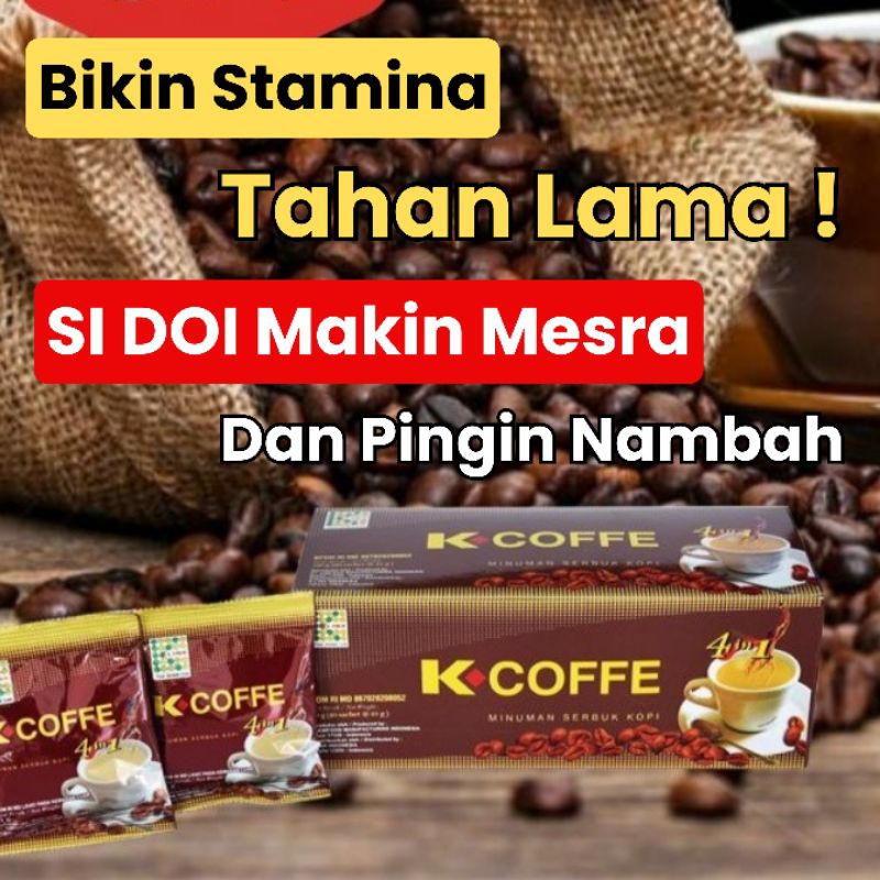 

Kopi K-Coffe 4in1 isi 20pcs - Kopi Ginseng BPOM Penambah Gairah Pasangan - Kopi Stamina Pria Wanita