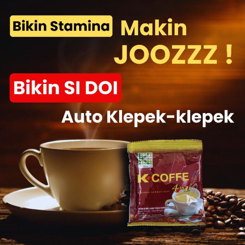 

Kopi K-Coffe 4in1 isi 10pcs - Kopi Ginseng BPOM Penambah Gairah Pasangan - Kopi Stamina Pria Wanita