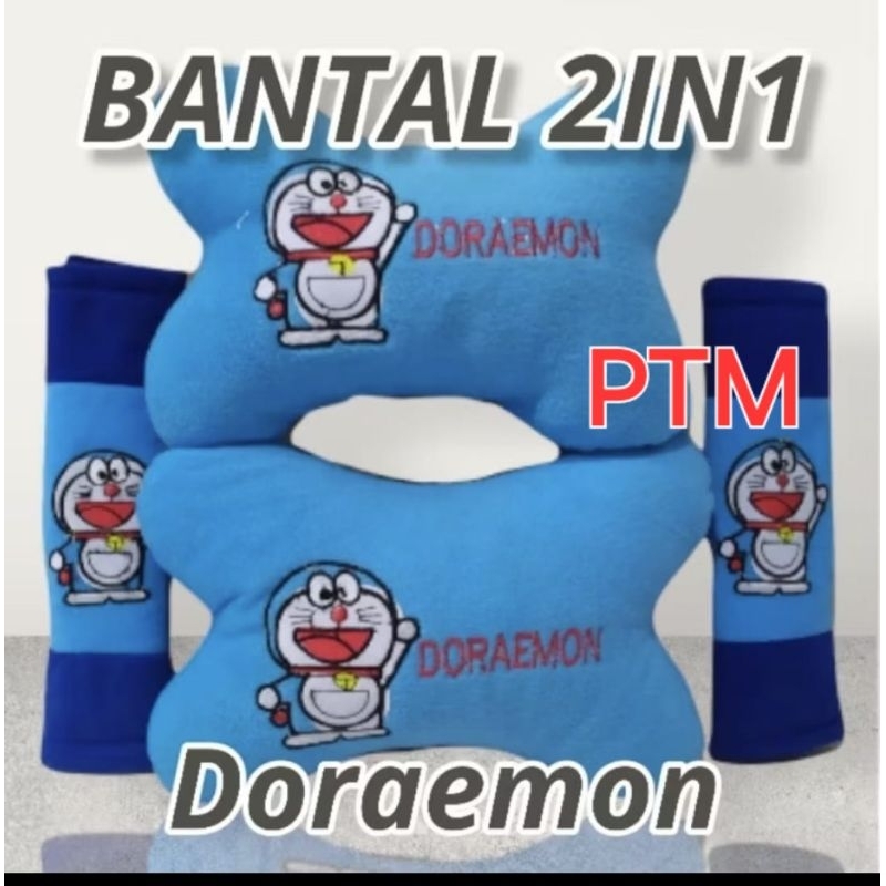 Bantal 2 in 1 Doraemon bantal leher mobil.