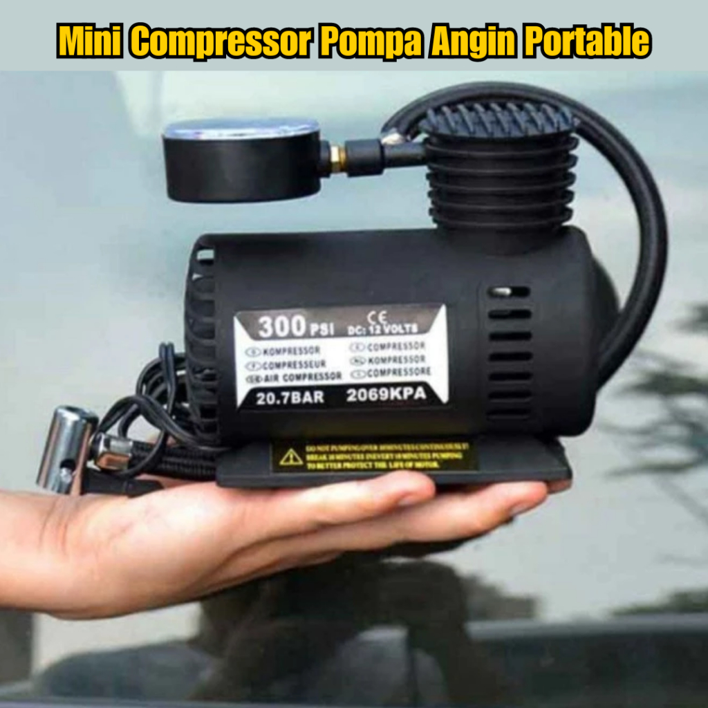 Kompresor Mini Pompa Angin Ban Mobil Motor Elektrik Portable Mini Air compressor Pompa Angin 300 PSI