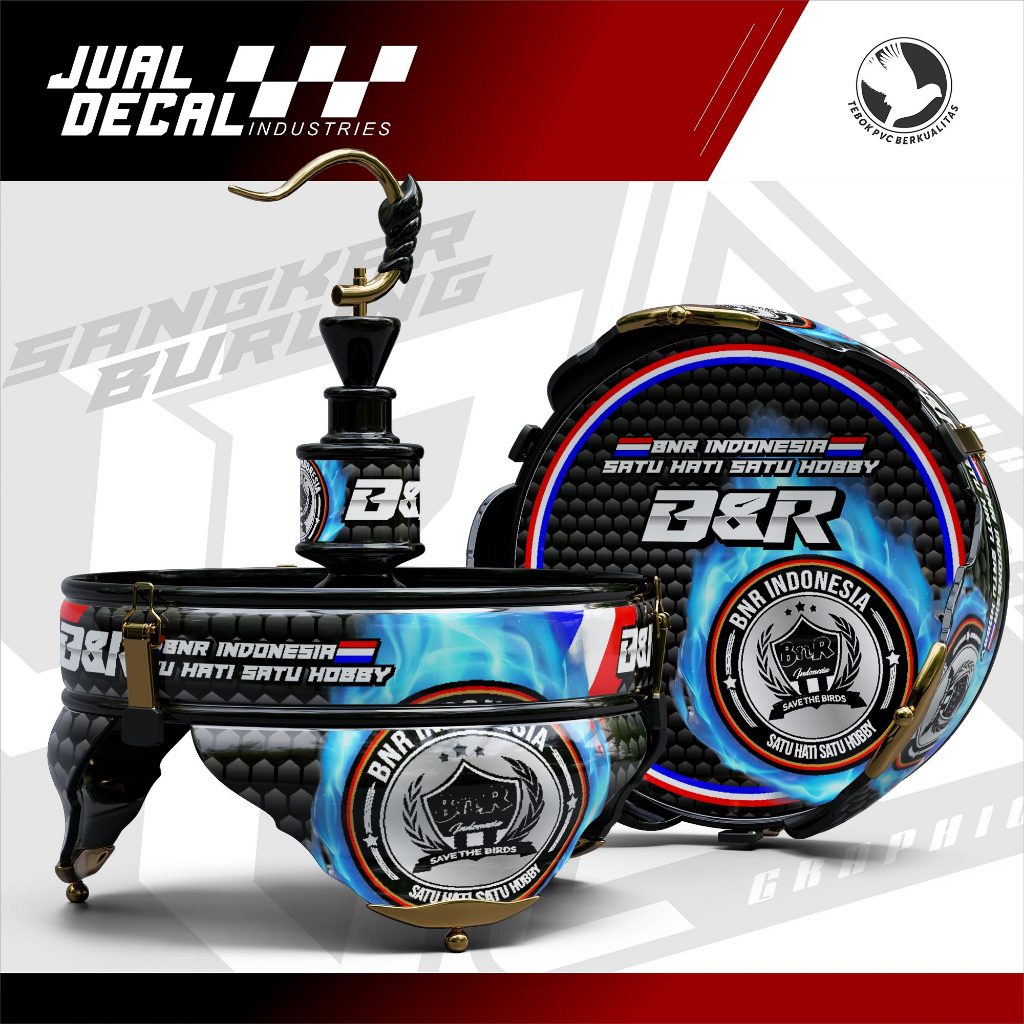 Stiker Sangkar BNR carbon CUSTOM Decal Tebok Burung Lovebird Pleci Helopet