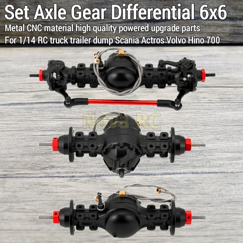 Set axle gear poros gardan 6x6 Rc truck tamiya 1/14 dengan sistem gigi diferensial