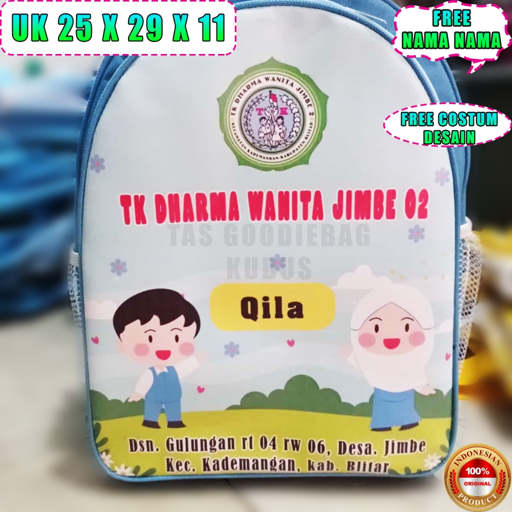 A Little Bundle Tas Ransel Ultah Anak Custom Nama Tas Sekolah Anak TK Dharma Wanita Jimbe Jumbo Full