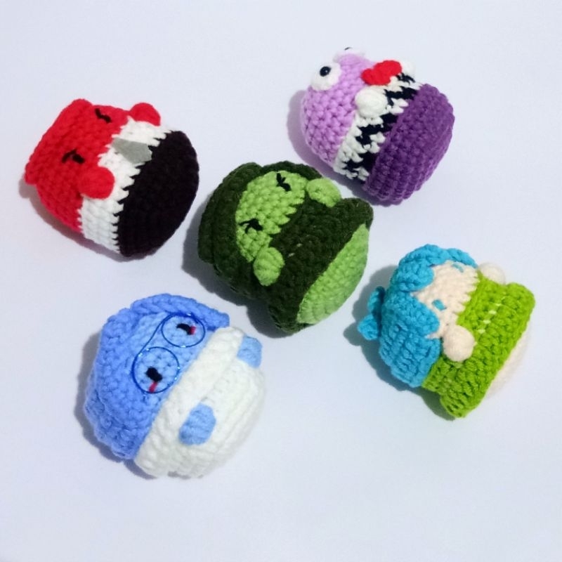 Inside Out Amigurumi keychain | inside out crochet | gantungan kunci rajut | boneka rajut inside out