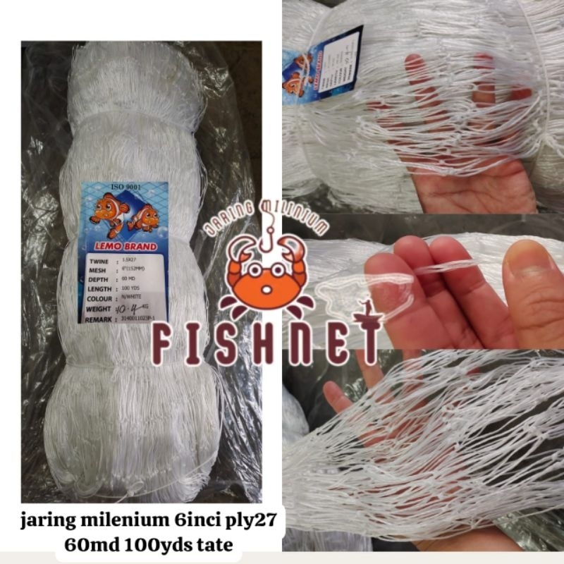jaring milenium/jaring kakap/ 6inci & 7inci ply 27 60md 100yds tate