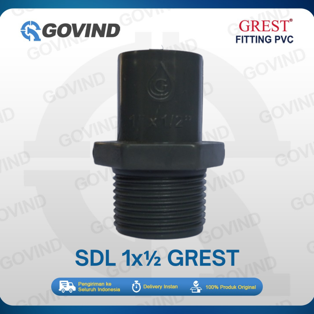 SDL / Sock / Socket / Sok Drat Luar PVC – 1 x ½ Inch GREST
