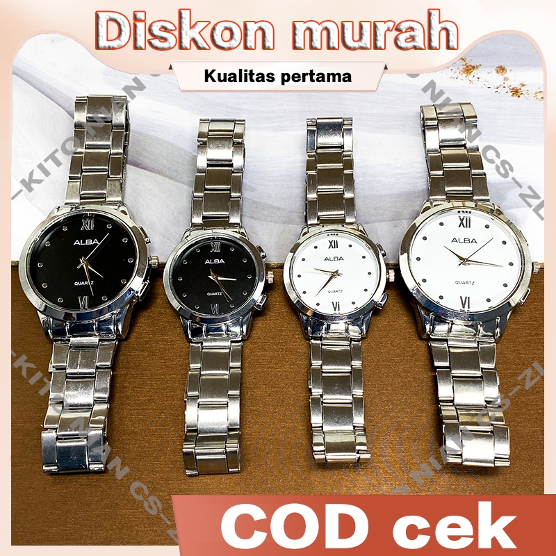 ALBA jam tangan couple pasangan bisnis kapel copel pria wanita cuple cowok cewek COD Tali Jam Tangan