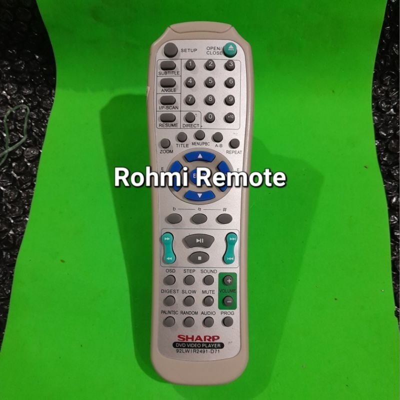 REMOTE REMOT DVD PLAYER SHARP 92LWIR2491-D71 ORIGINAL ASLI