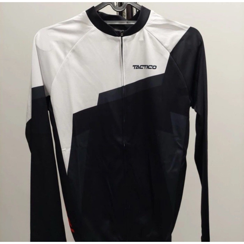 Jersey Baju Olahraga Hitam Putih Lengan Panjang Pria Wanita Unisex Couple Pasangan Sepeda TACTICO [U
