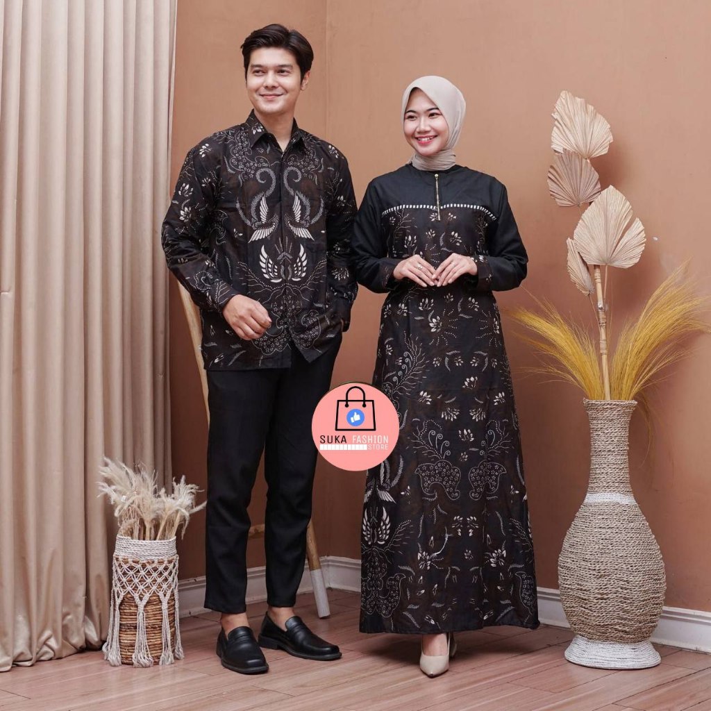 Batik couple gamis batik model terbaru gamis batik kombinasi batik sarimbit batik wanita