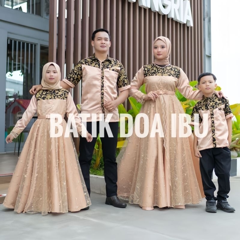 set couple keluarga brukat mutiara kombinasi batik couple pasangan keluarga gamis muslimah gamis sya