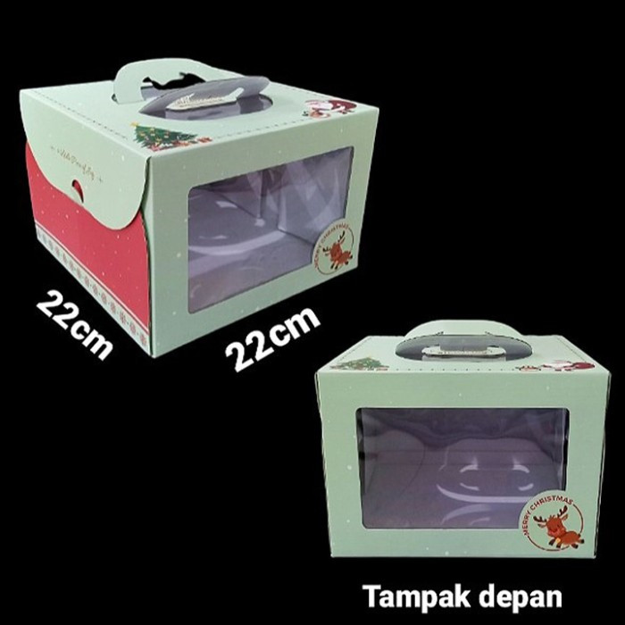 

Box Hampers Christmas Dus Gift Handle Cake Parcel Natal 22x22x16 Cm