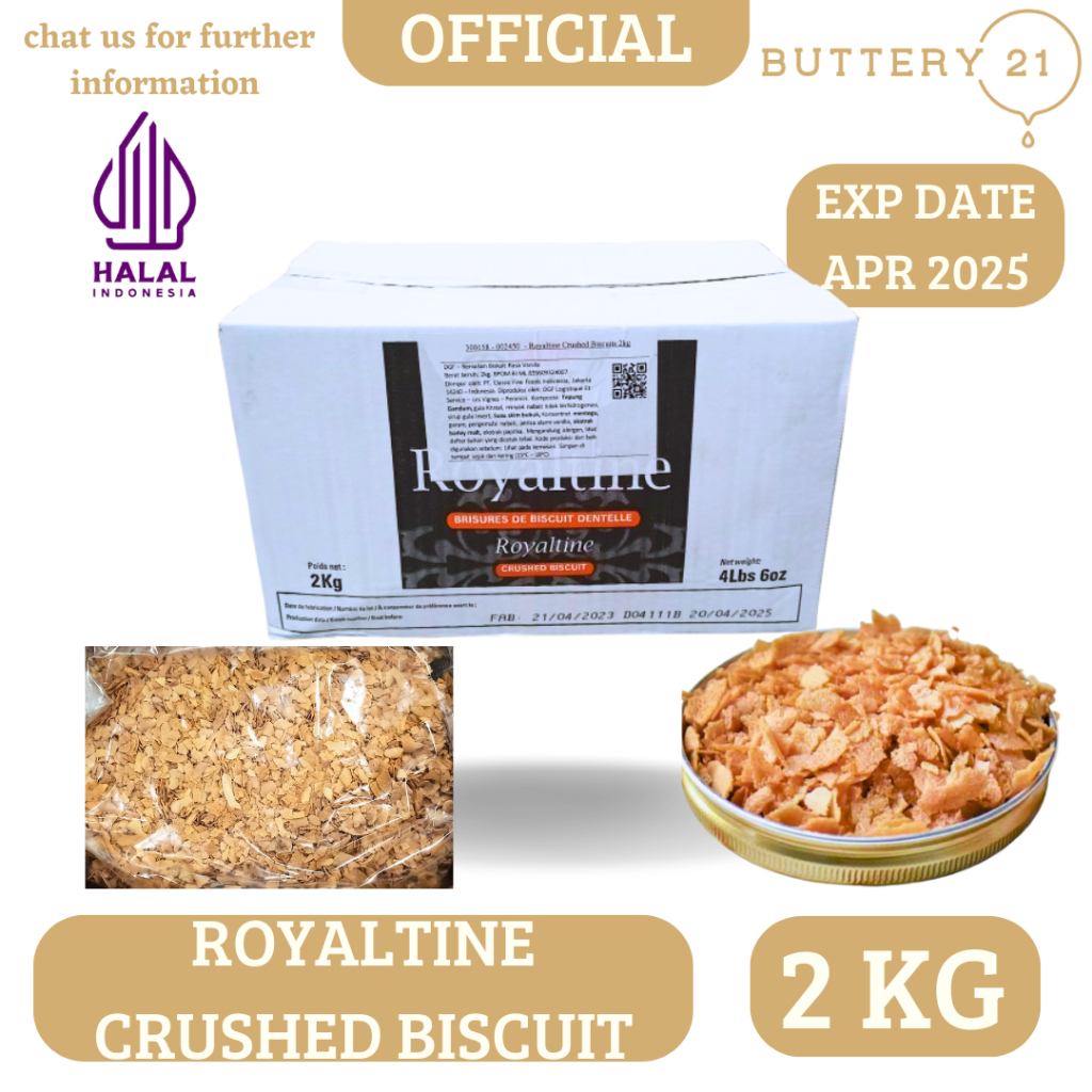 

ROYALTINE CRUSHED BISCUIT 2 KG/REMAHAN BISKUIT RASA VANILLA/PECAHAN BISQUIT