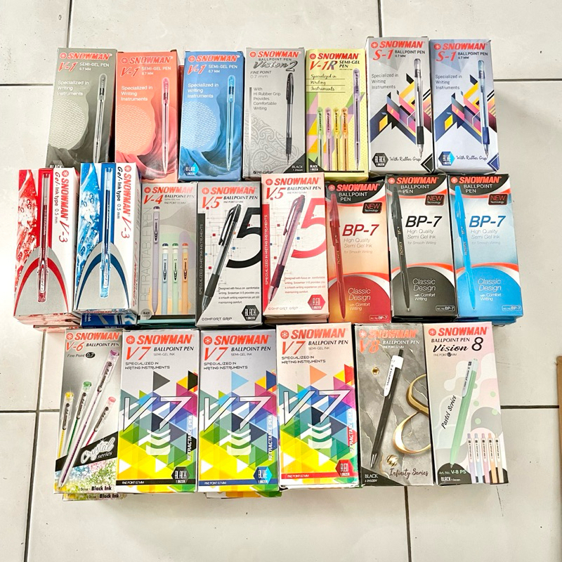 

[12 PCS / BOX] BOLPEN PEN PENA SNOWMAN V-1 V1 | VISION 2 | V1-R V1R | S-1 S1 | V-3 V3 | V-4 V4 | V-5 V5 | BP-7 | V6 V-6 | V-7 V7 | V8 V-8 | VISION 8