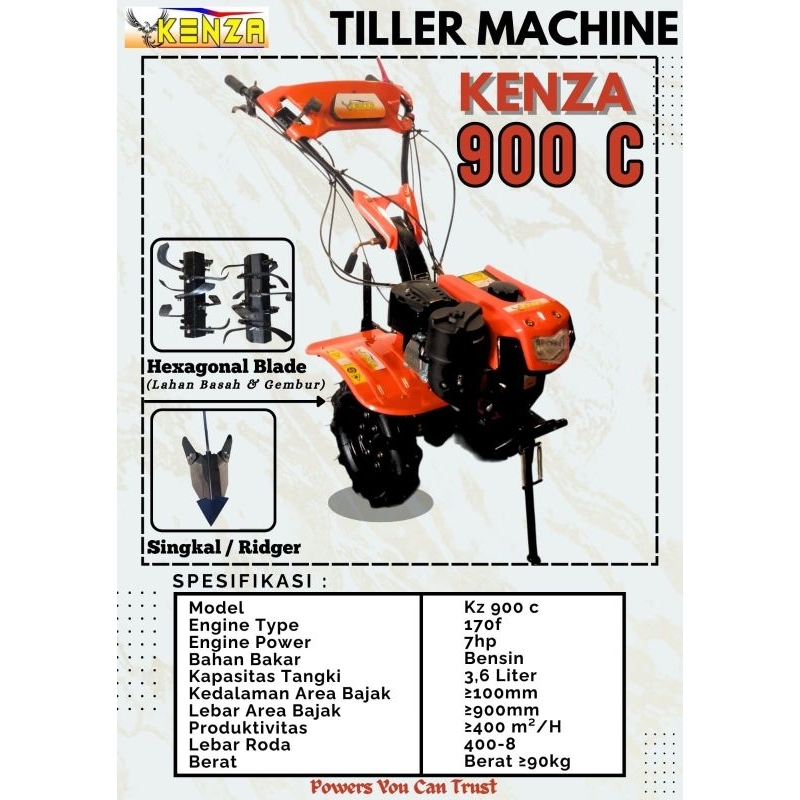 CULTIVATOR MINI TILLER KENZA KZ900C LAMP