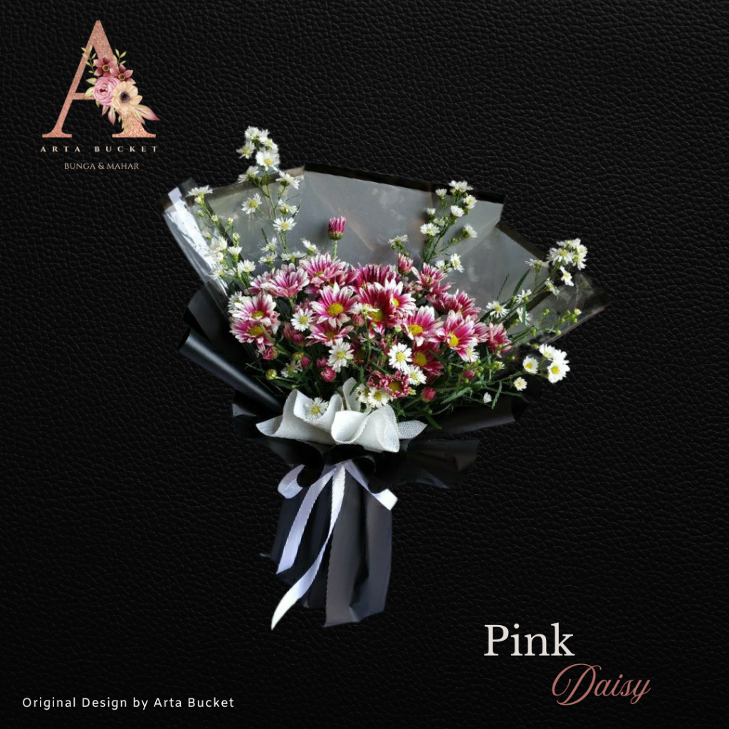 Bucket Bouquet Buket Bouket Kado Hadiah Gift Give Bunga Daisy Warna Pink Ungu Gradasi Hiasan Pajanga