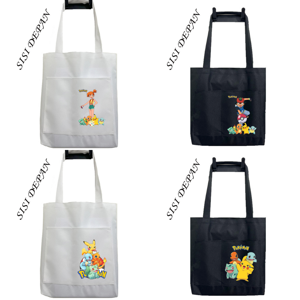 Totebag Tote Bag Saku Kantong Pokemon Tas Anak Tas Hampers Ransel Sekolah Goodie Bag Goodiebag