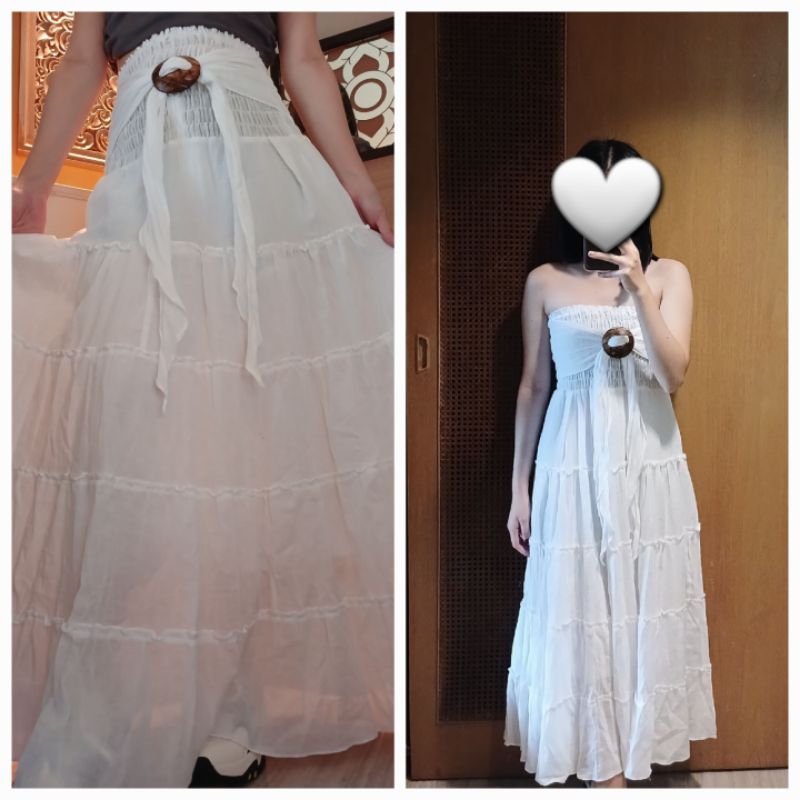 Belilagi - Two ways Dress/Skirt/Rok Dress gaun pantai putih/Summer outfit/Dress fotoshoot pantai Bal