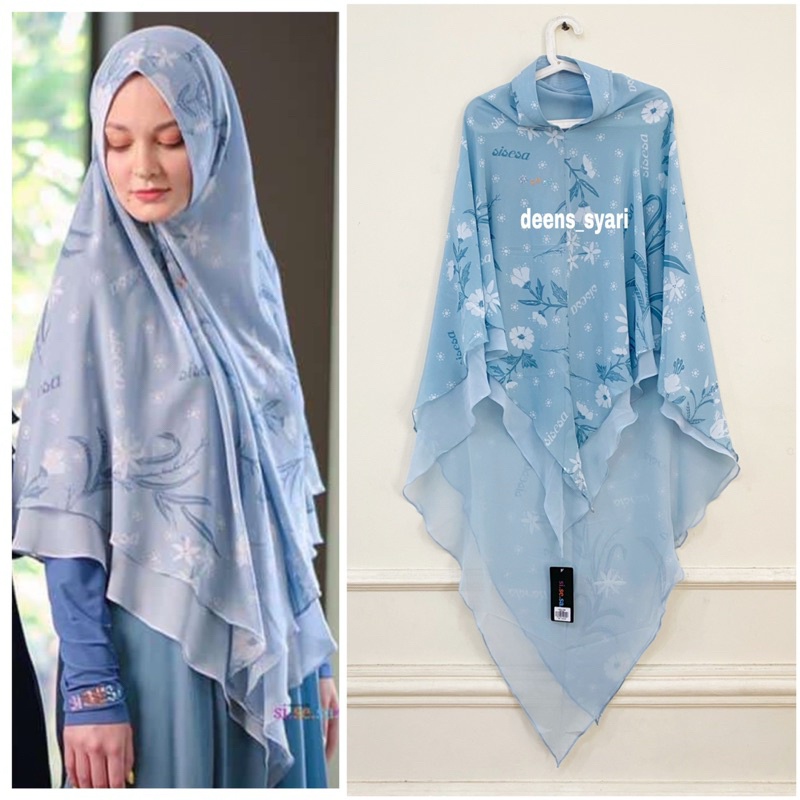 sisesa khimar motip batik blue