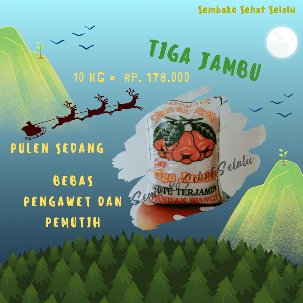 

Beras Cap Tiga Jambu 10 kg (tidak wangi pandan)