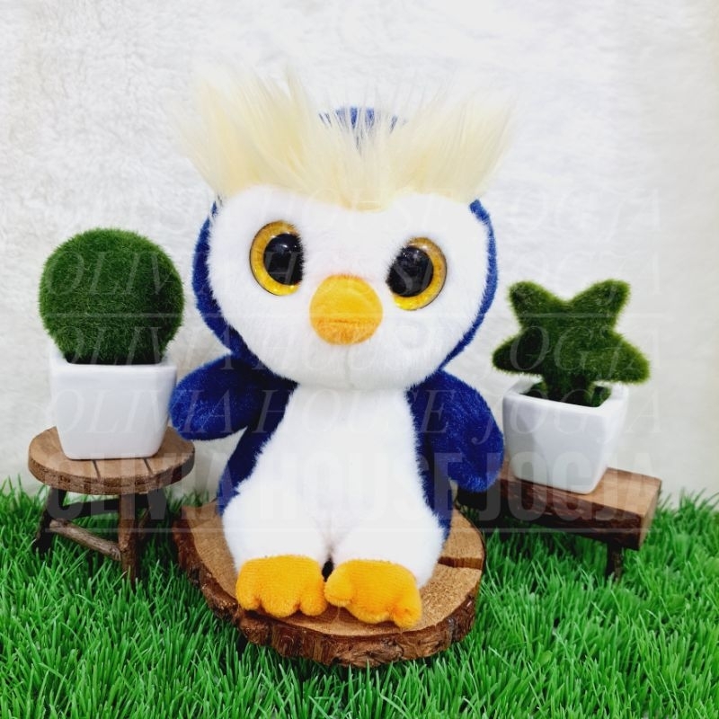 Boneka Penguin Mata Keras Boneka Penguin Biru Dada Putih Boneka Penguin Jambul Krem