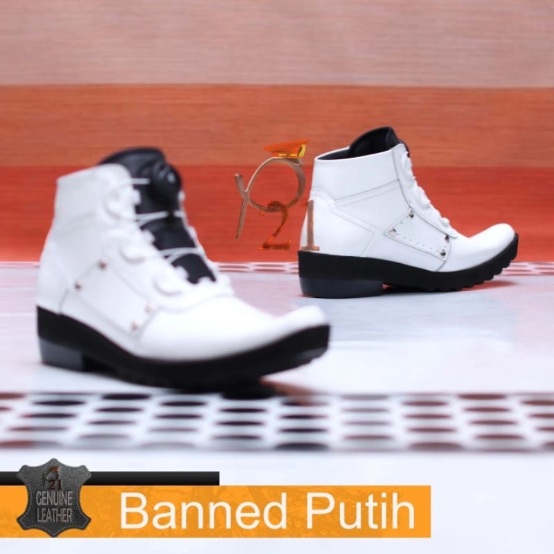 sepatu pdh pria merk p21 kulit asli model BANNED PUTIH