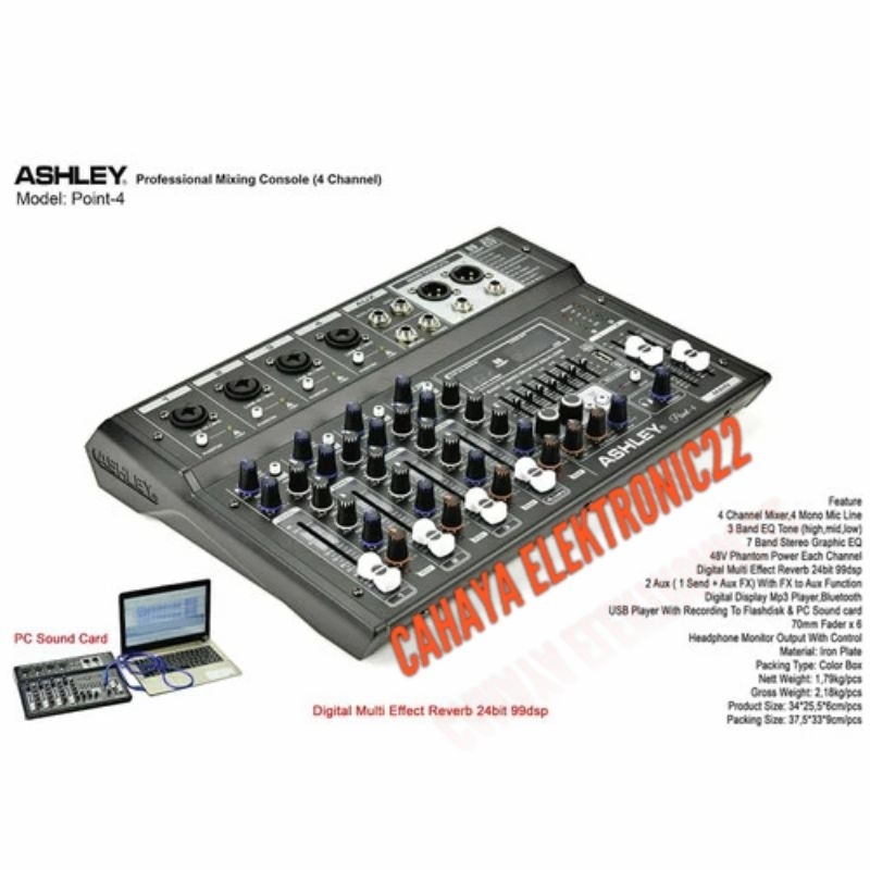 MIXER AUDIO PROFESSIONAL ASHLEY POINT4 POINT 4 ORIGINAL