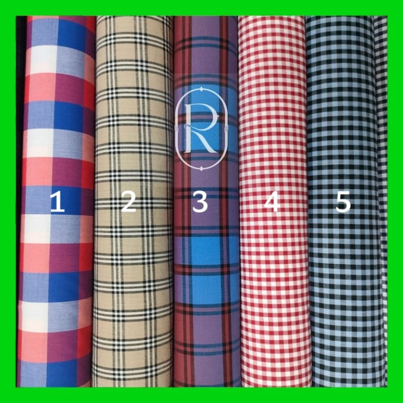 Kain kemeja kantor - kain katun kotak kemeja kerja - bahan cotton kemeja import - motif kotak salur 