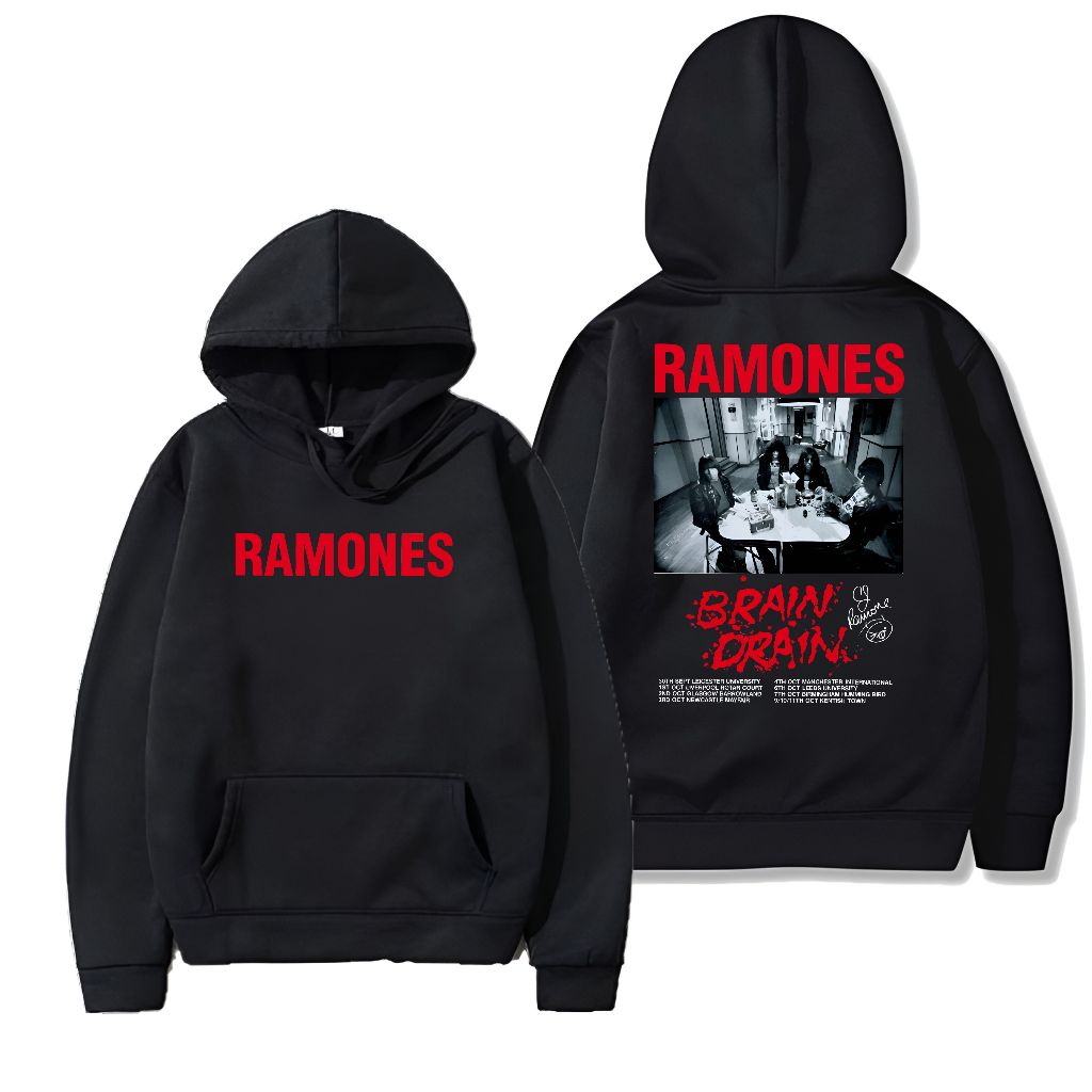 Populasi Official Hoodie BAND ROCK Motif RAMONES sweater hitam