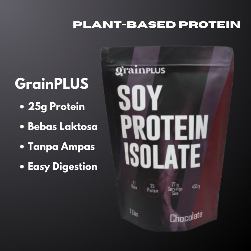 

GrainPLUS Soy Protein Isolate Susu Kedelai Protein Tinggi Rasa Coklat - Suplemen Fitness Gym Olahraga 1lbs / 455gr