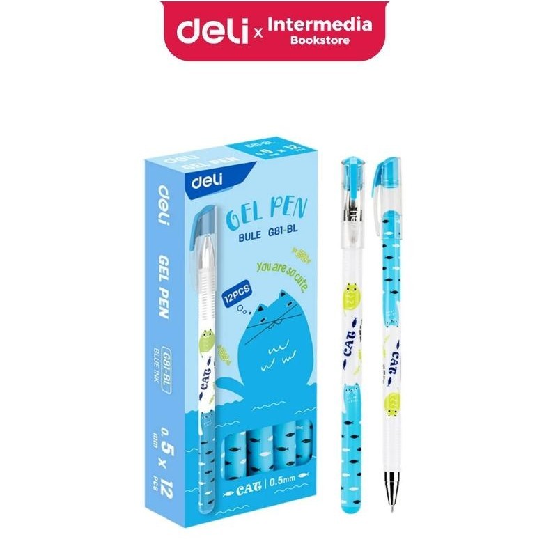 

Deli EG81-BL Pulpen Gel / Gel Pen 0.5mm Motif Kartun Kucing Warna Tinta Biru