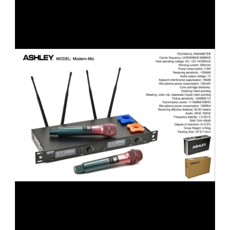 MIC WIRELESS ASHLEY MODERN MIC MICROPHONE ORIGINAL GARANSI
