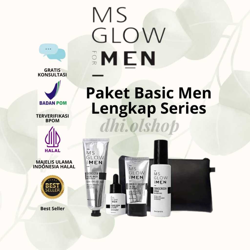 MS Glow Men Series Paket Basic | Paket Basic Men Lengkap Skincare Pria Ms Glow For Men Paket Ms Glow