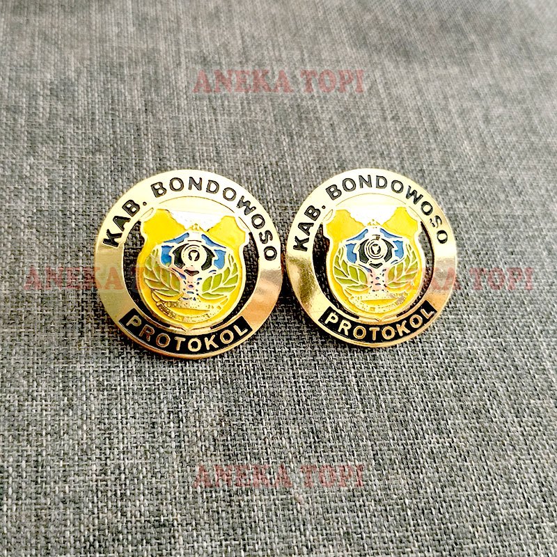 Pin Protokol Bondowoso Pin Protokol Daerah Pin Bros Protokol Bulat - Aneka Topi