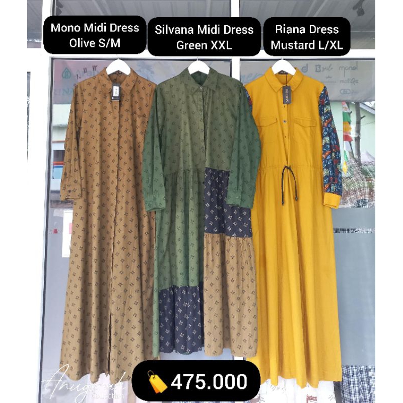 MONO MIDI OLIVE/SILVANA MIDI GREEN/RIANA DRESS MUSTARD/DRESS KORINA READY TERBARU