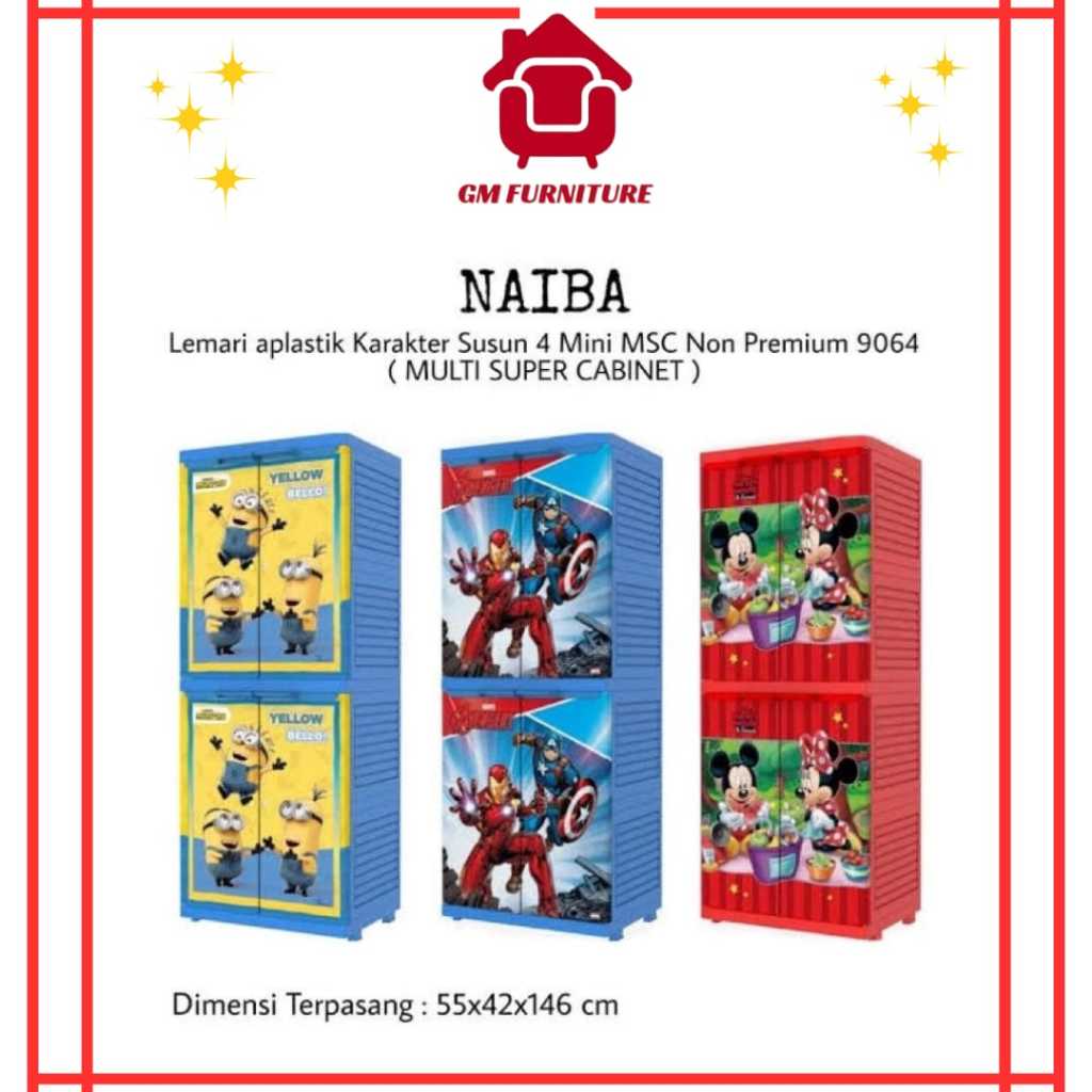 Naiba Lemari Plastik Lemari Pakaian Mini - MSC 9064 Karakter