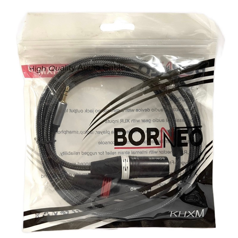 Kabel Borneo Input Hp ke Mixer Jack 3.5mm to 2 canon XLR male BORNEO