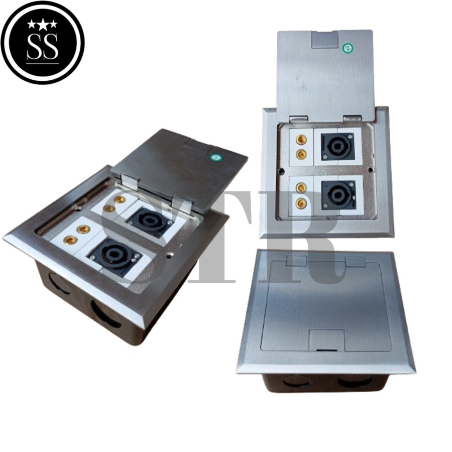 Floor socket / Box soket 4 speaker, 2 speakon 4 pin meja/lantai
