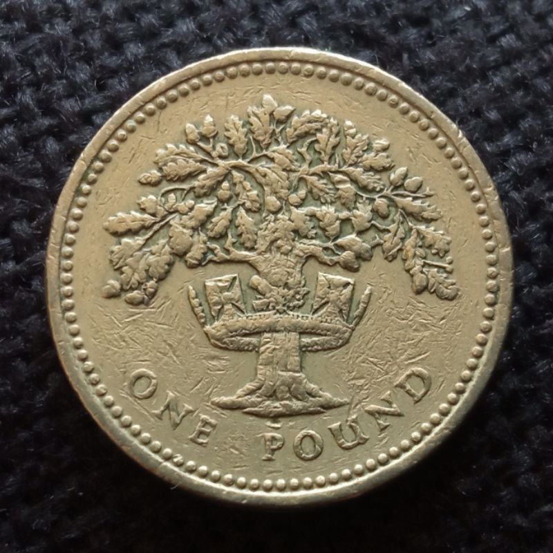 Uang Koin Kuno Inggris 1 Pound Lama English Oak Commemorative 1987-1992