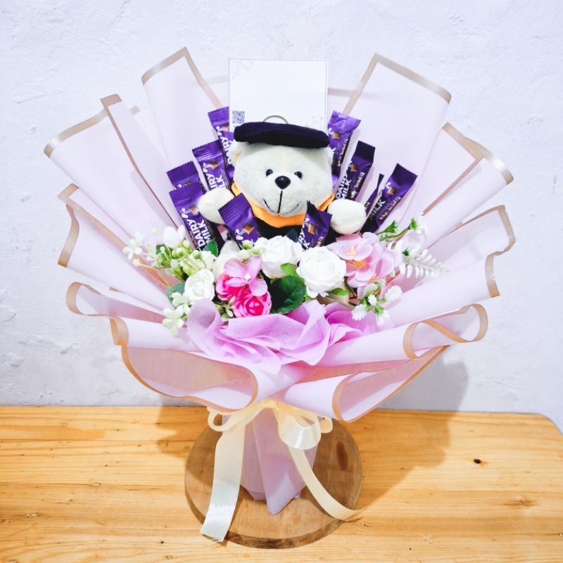 Buket Boneka Wisuda/ Buket Coklat/ Buket Wisuda Anak/ Chocolate Bouquet/ Hadiah Wisuda/Kado Wisuda/G